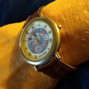 Brittania quartz floral dial watch